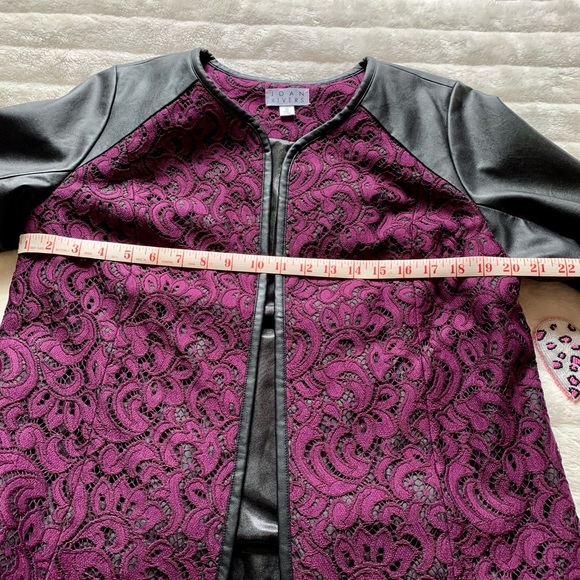 Joan Rivers Ladies Vegan Leather & Lace Jacket - Picture 8 of 9